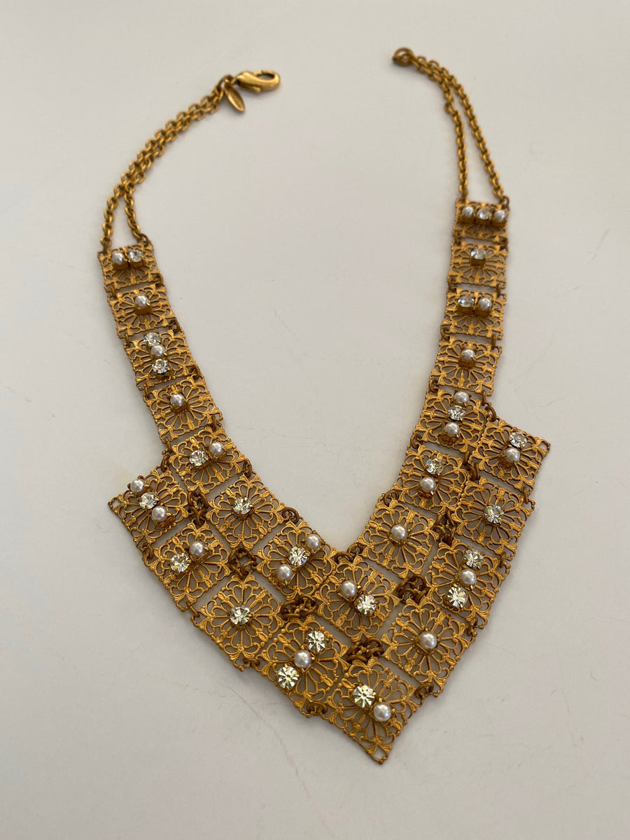 Lenora Dame Delicate Filagree Bib Necklace