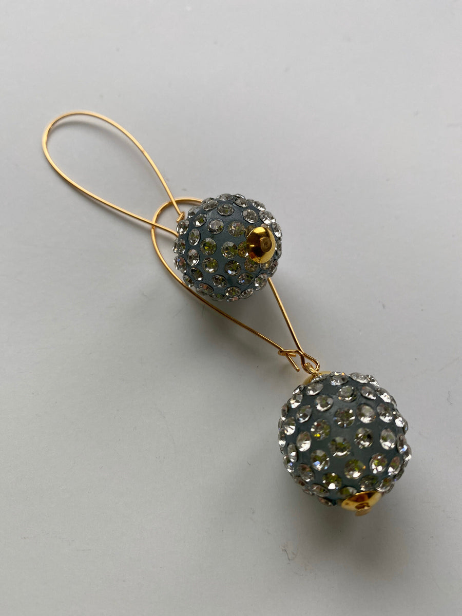 Lenora Dame Long Rhinestone Hoop Earrings