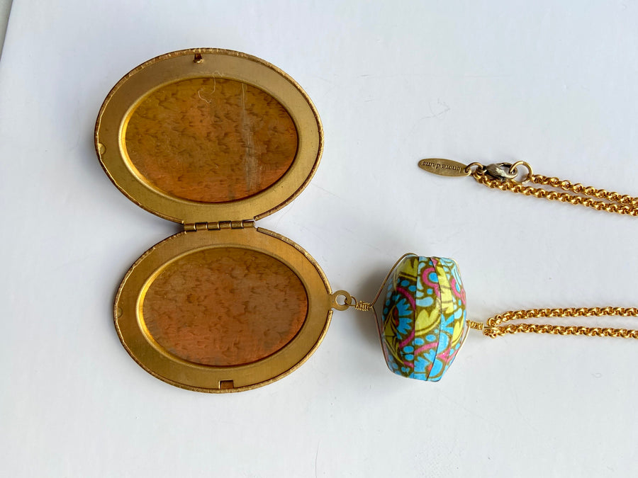 Lenora Dame Yellow Polka Dot Bikini Locket Necklace