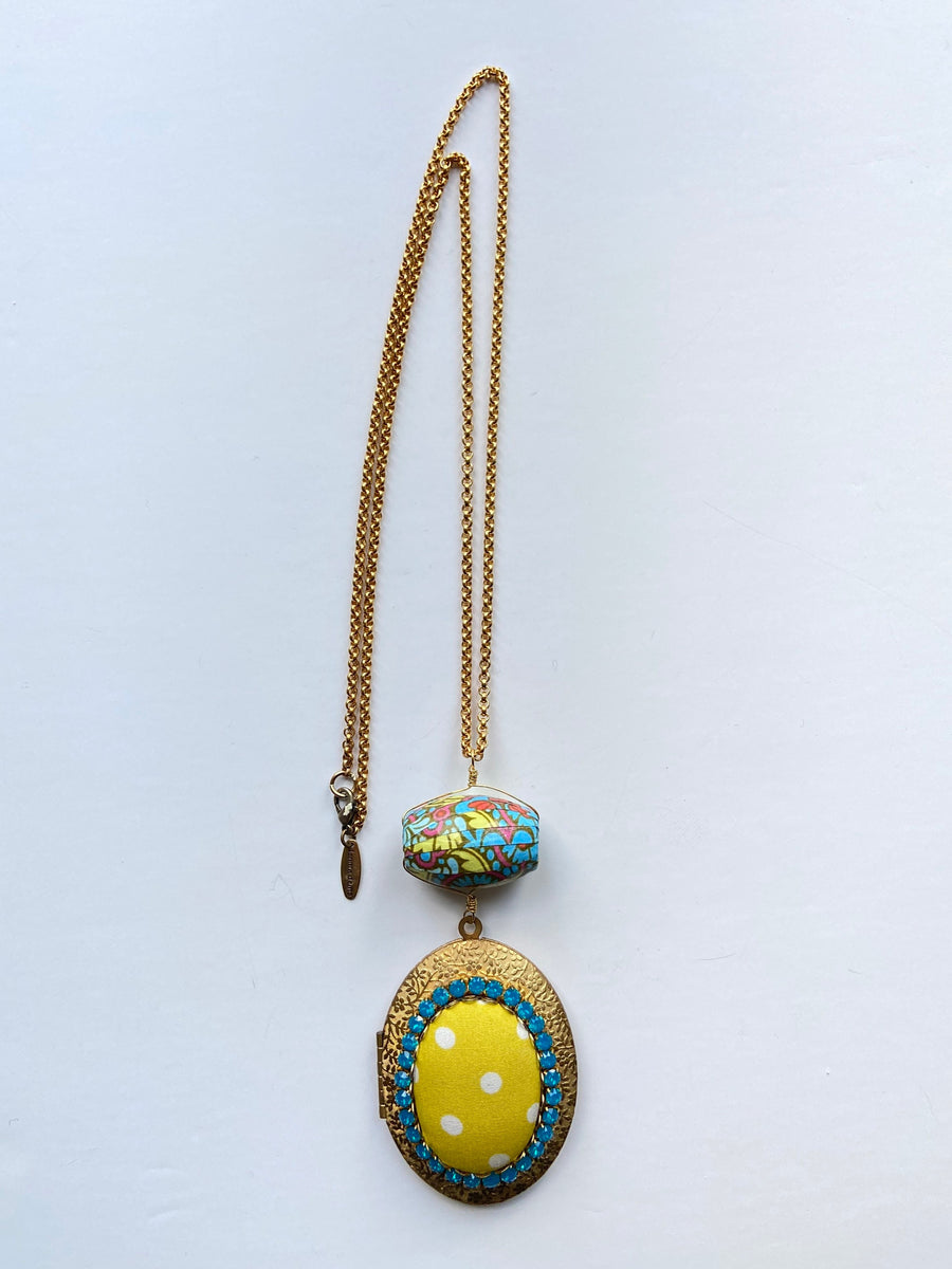 Lenora Dame Yellow Polka Dot Bikini Locket Necklace