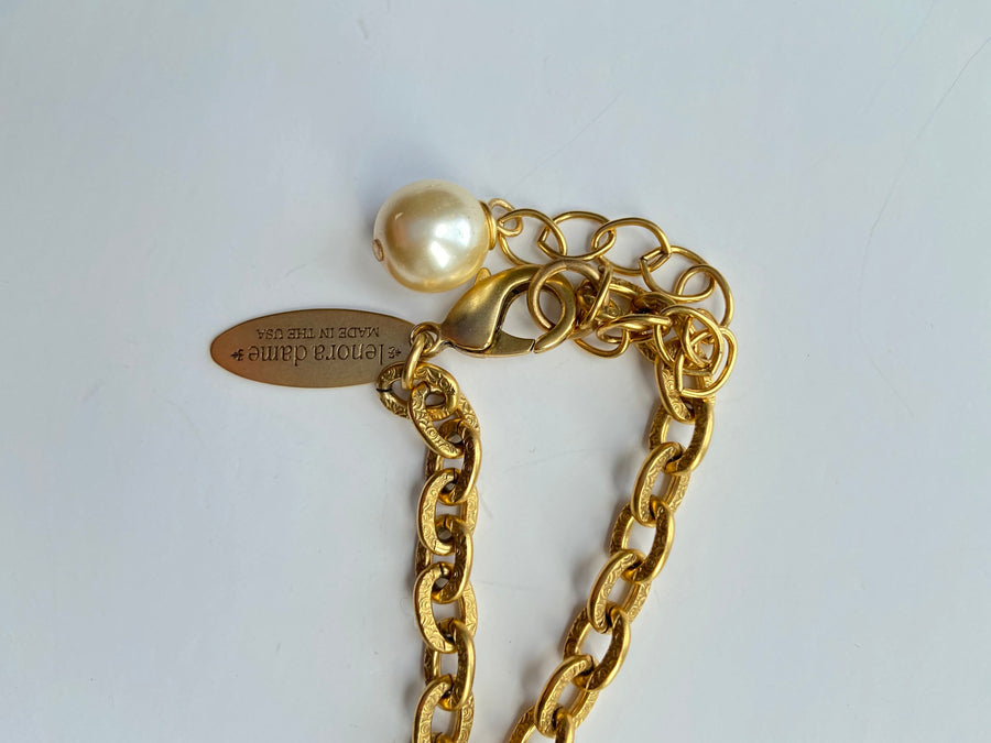 Lenora Dame Crystal and Pearl Bib Necklace