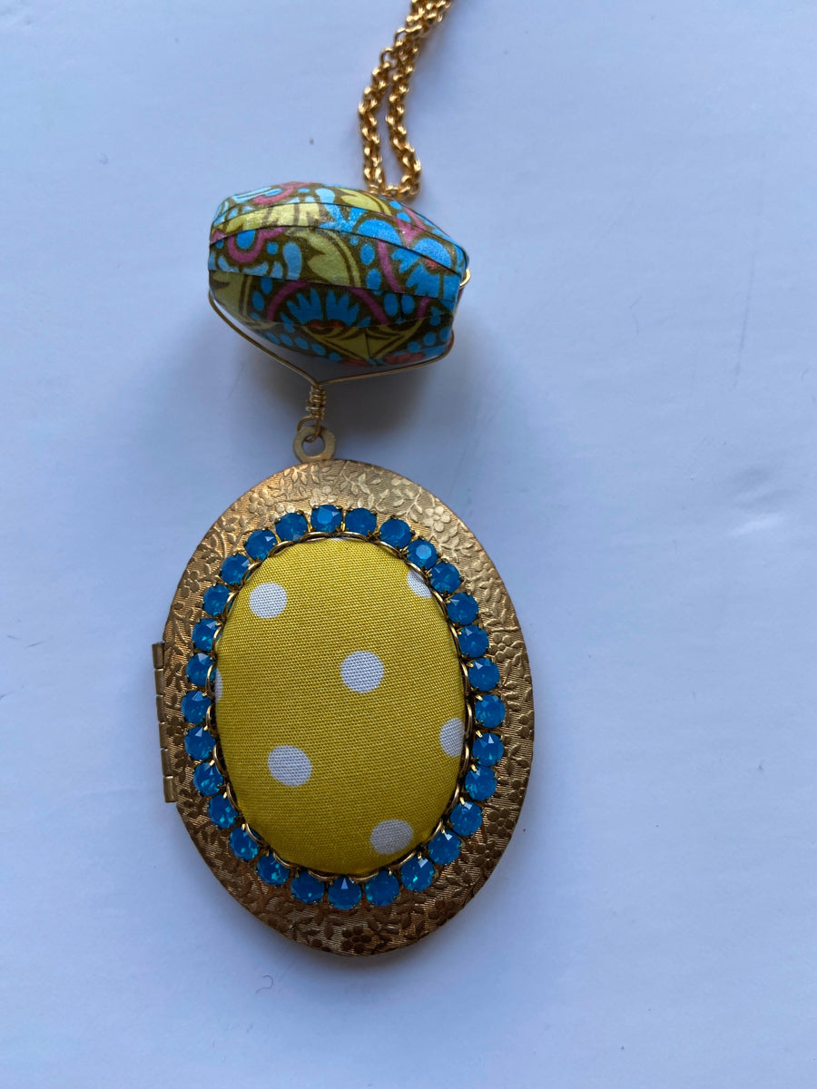 Lenora Dame Yellow Polka Dot Bikini Locket Necklace