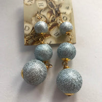 Lenora Dame Frosty Blue Foil Bead Triple Drop Earrings