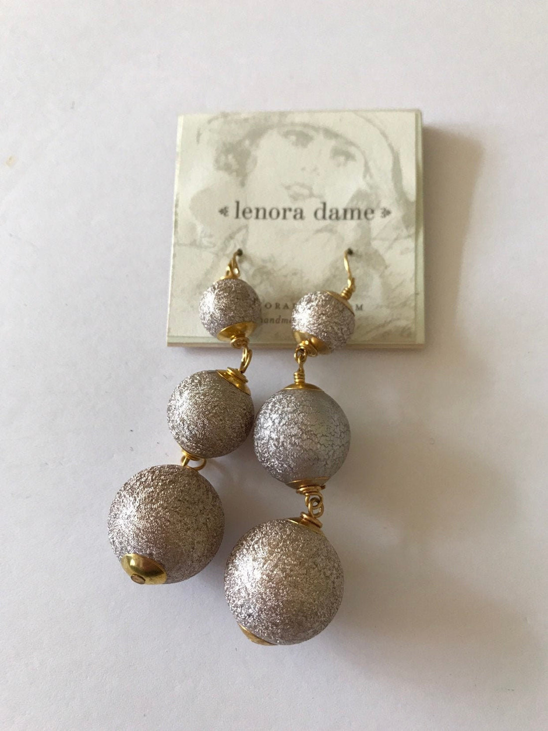 Lenora Dame Stardust Foil Bead Triple Drop Statement Earrings