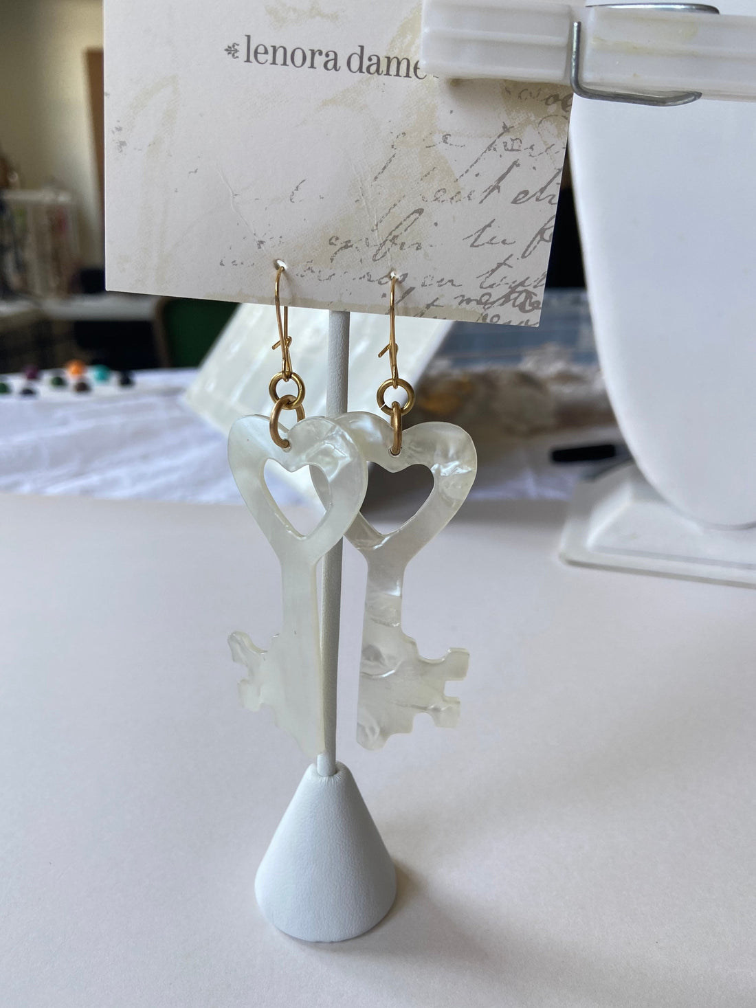 Lenora Dame Lock and Key Acrylic Earrings