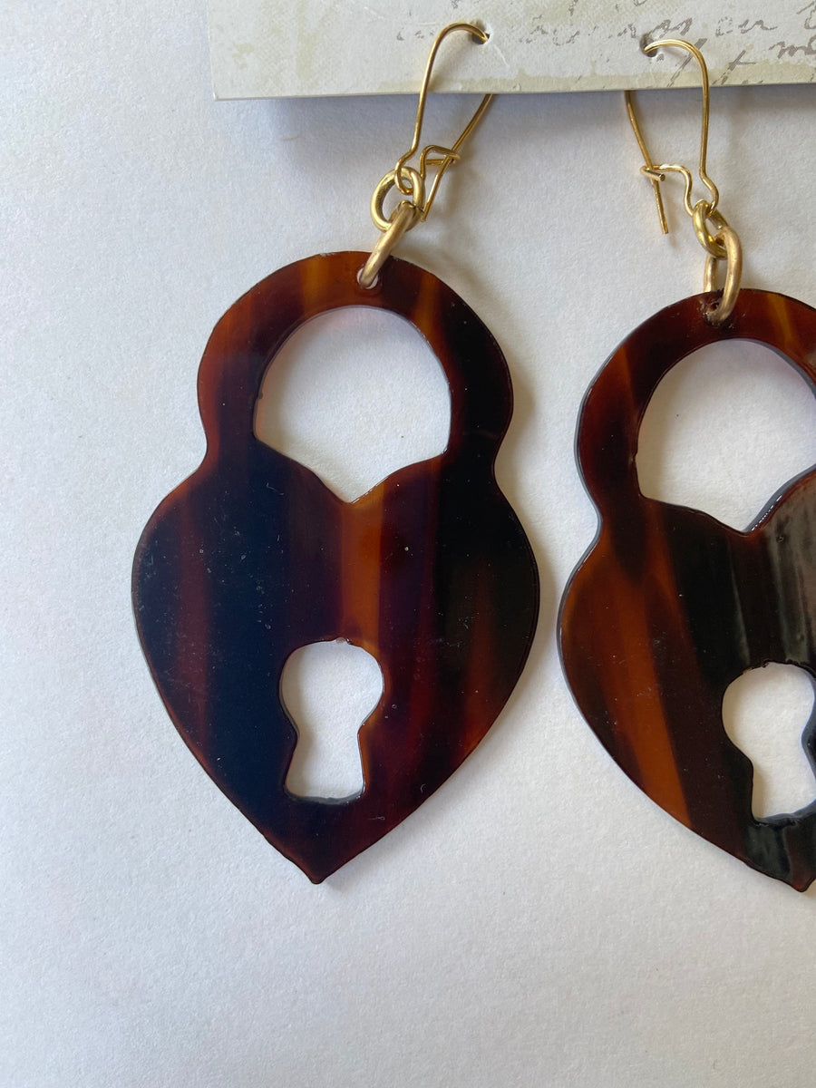 Lenora Dame Padlock Tortoiseshell Acrylic Earrings