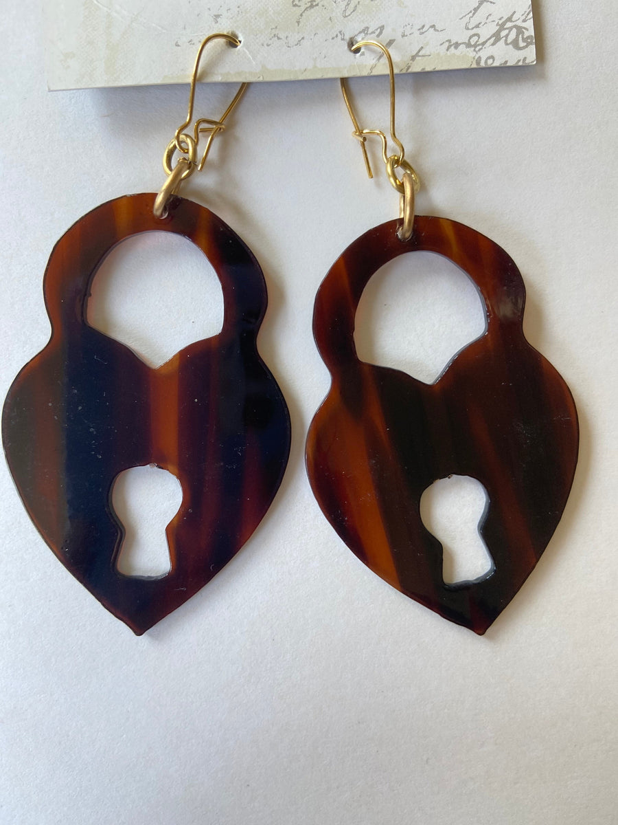 Lenora Dame Padlock Tortoiseshell Acrylic Earrings