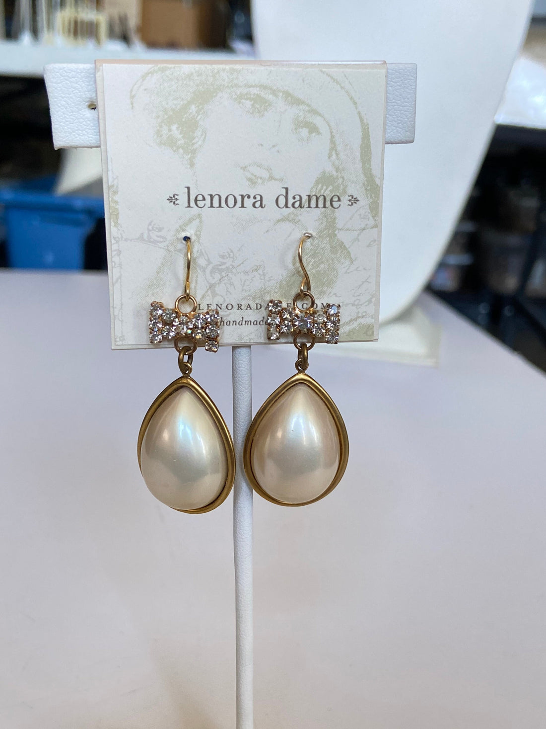 Lenora Dame Sweetheart Teardrop Pearl Earrings
