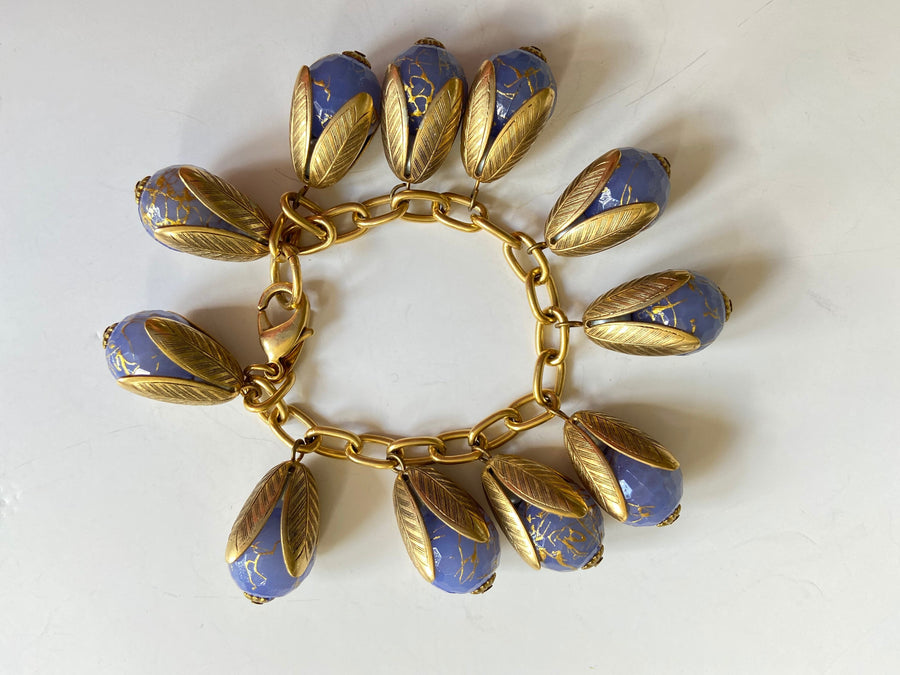 Lenora Dame Lucite Frost with Golden Squiggle Bead Cap Bracelet