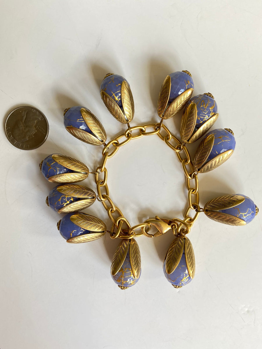 Lenora Dame Lucite Frost with Golden Squiggle Bead Cap Bracelet
