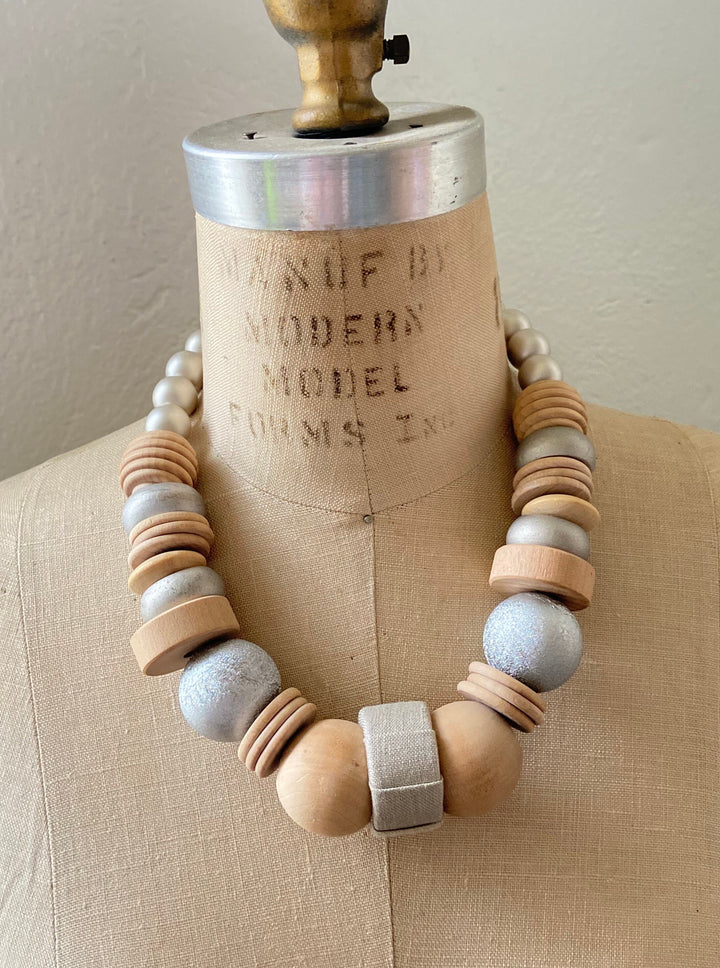 Lenora Dame Pewter and Platinum Queen Mum Necklace