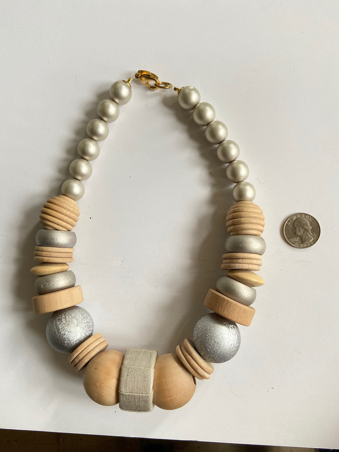 Lenora Dame Pewter and Platinum Queen Mum Necklace
