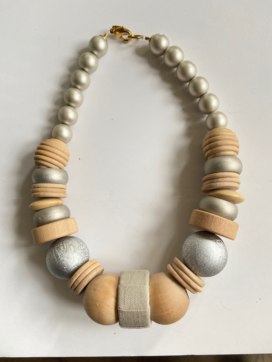 Lenora Dame Pewter and Platinum Queen Mum Necklace