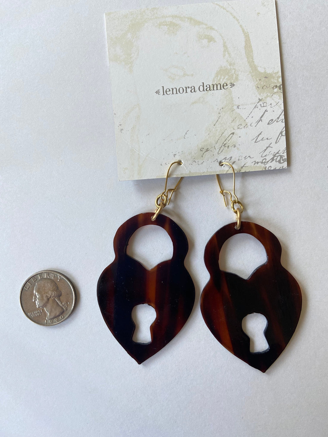 Lenora Dame Padlock Tortoiseshell Acrylic Earrings