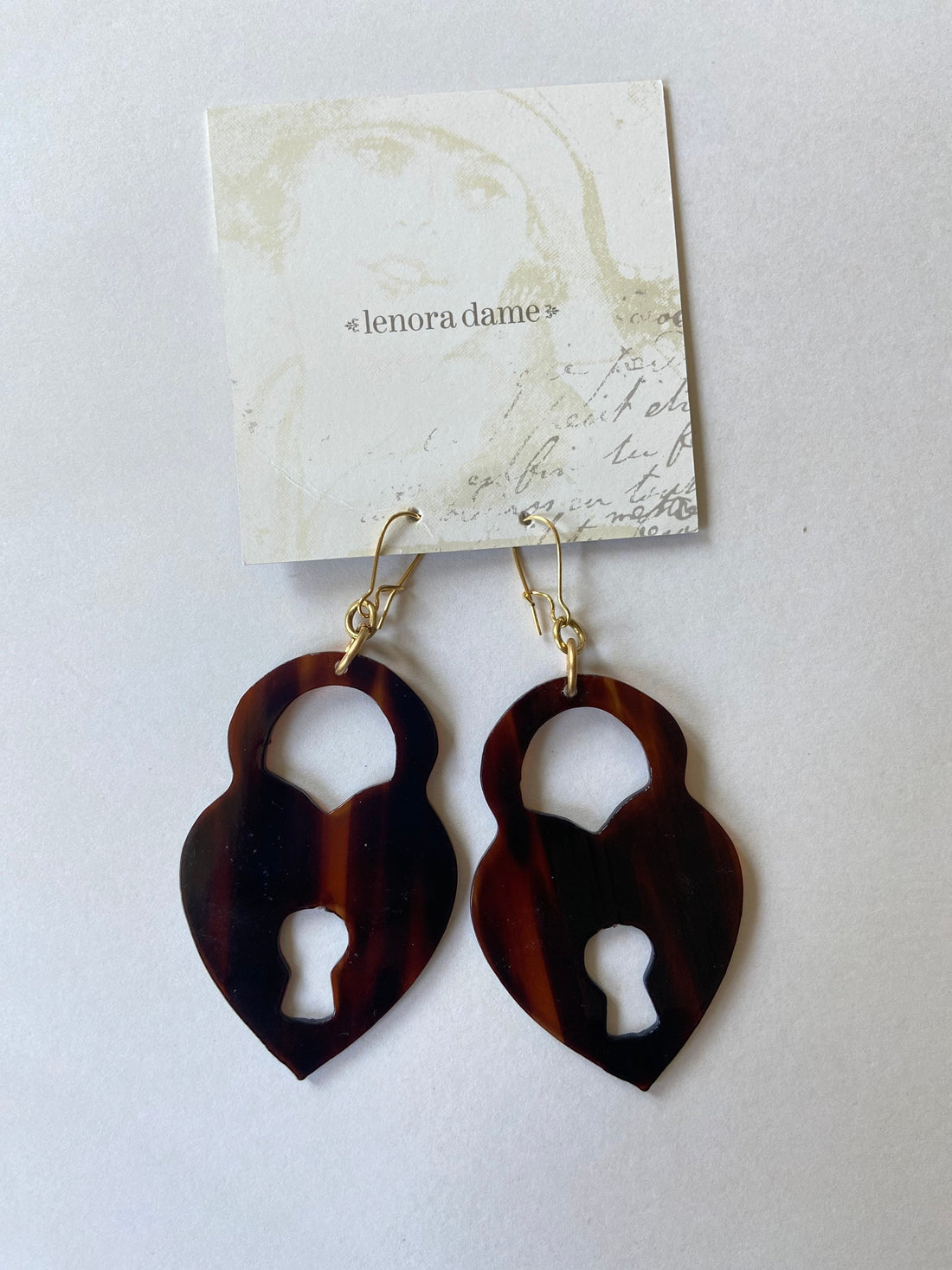 Lenora Dame Padlock Tortoiseshell Acrylic Earrings