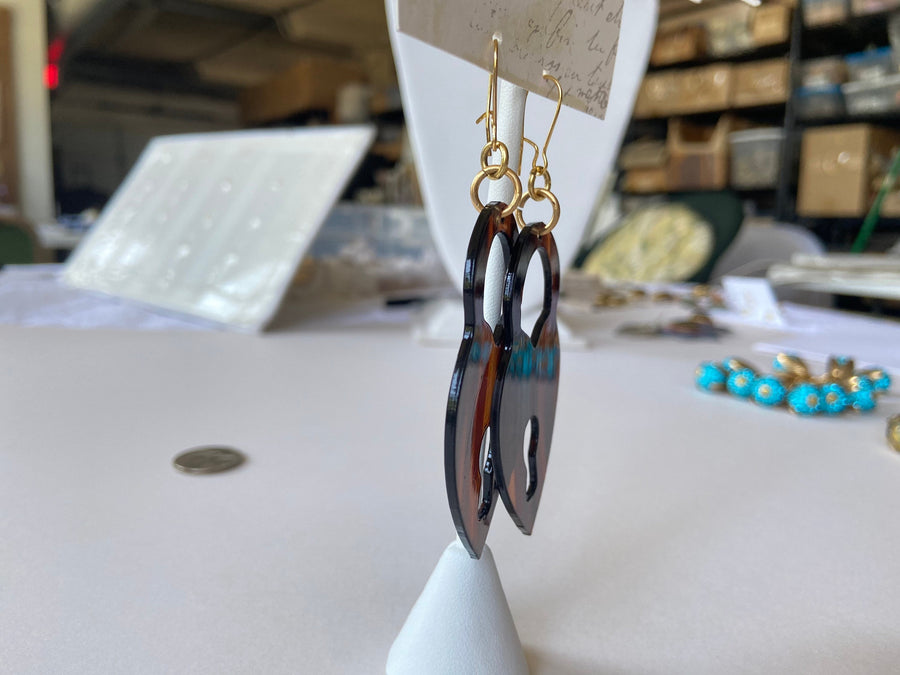 Lenora Dame Padlock Tortoiseshell Acrylic Earrings