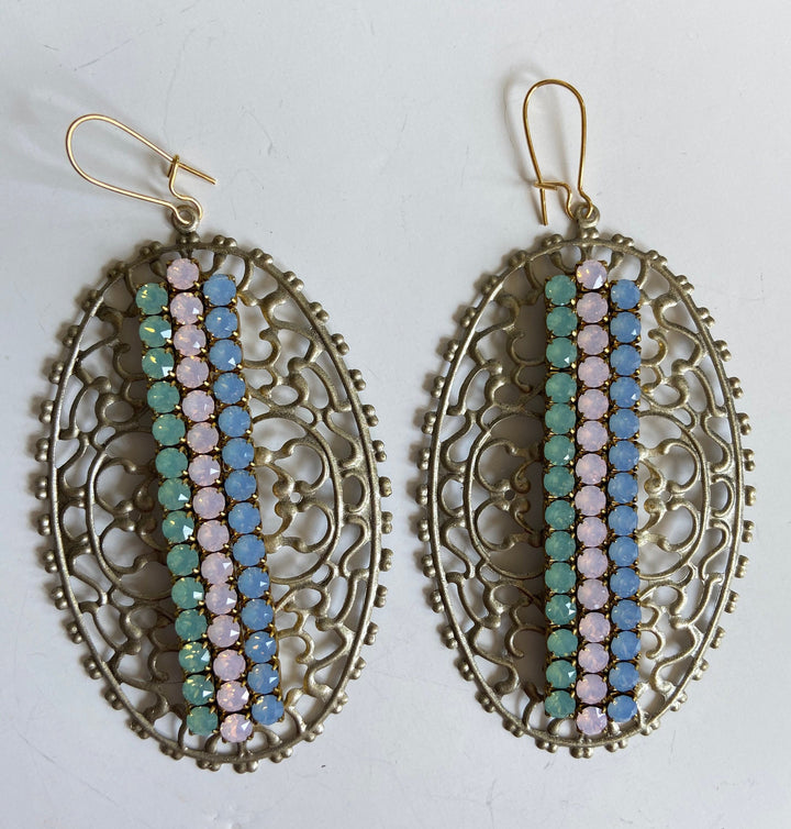 Lenora Dame Oval Bling Statement Earrings
