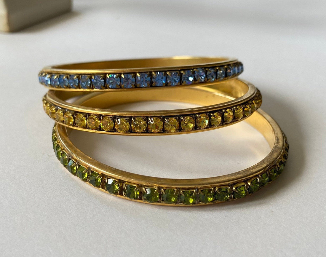 Lenora Dame 3-Piece Skinny Swarovski Bangle Bracelet Set