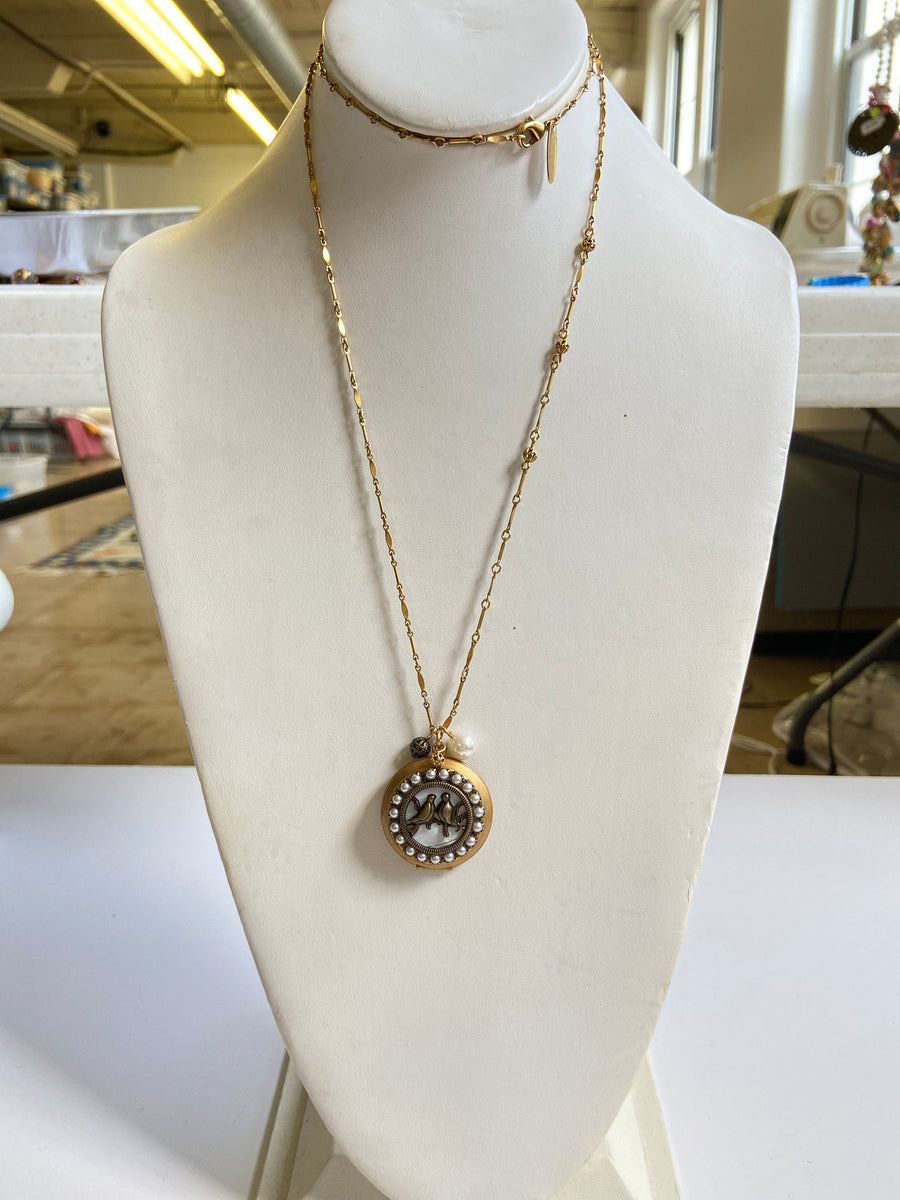 Lenora Dame Bird on A Wire Locket Necklace