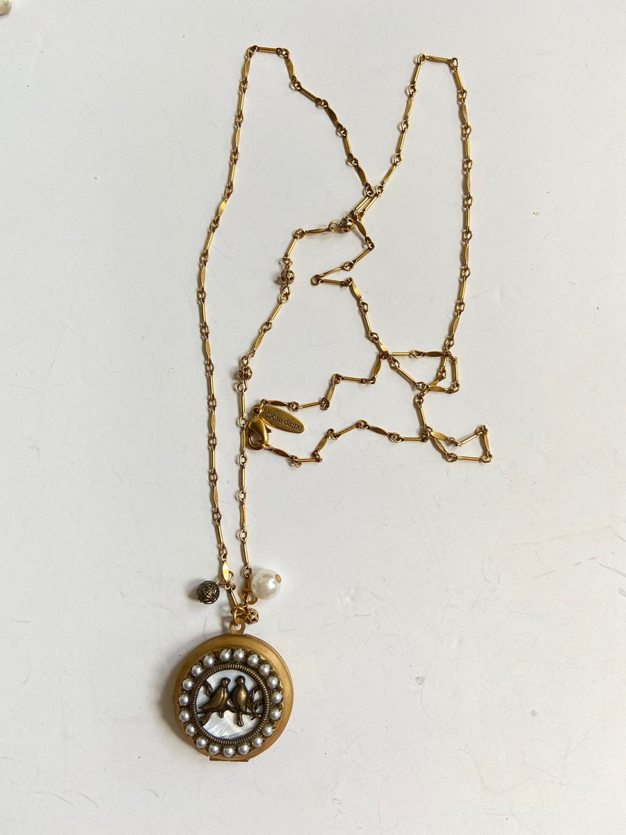 Lenora Dame Bird on A Wire Locket Necklace