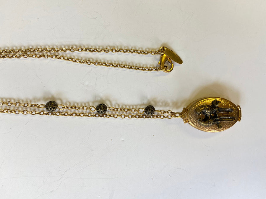 Lenora Dame Gilded Lovebird Locket Necklace