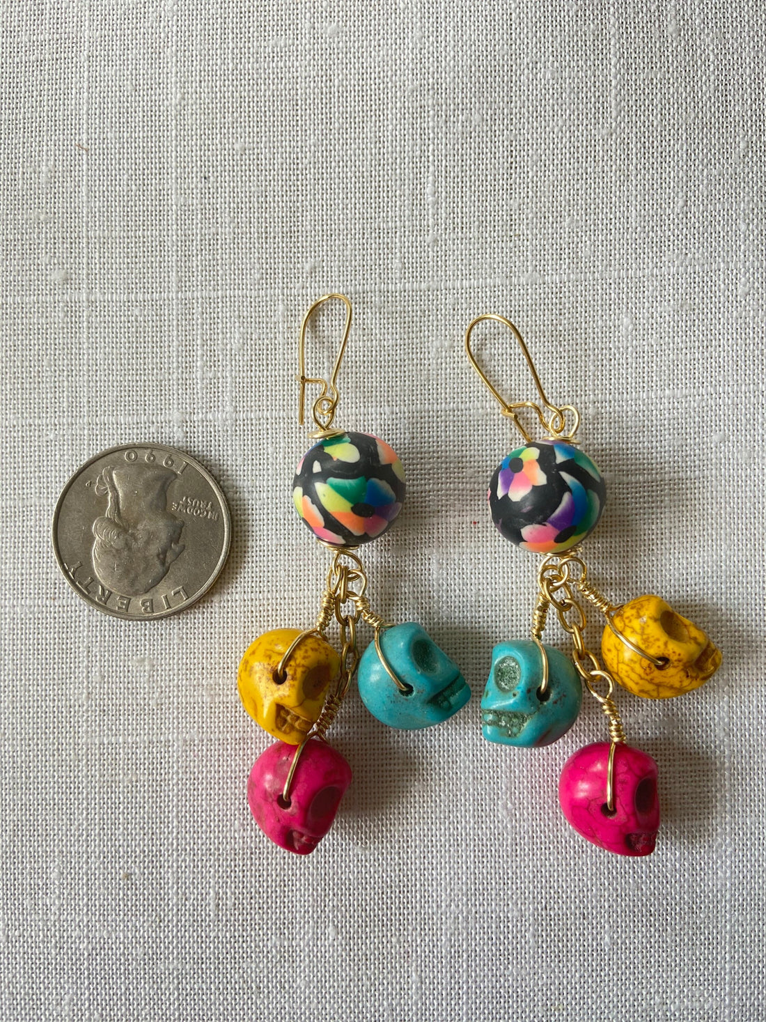 Lenora Dame Floral Sugar Skull Earrings - Halloween Earring - Skull Earring