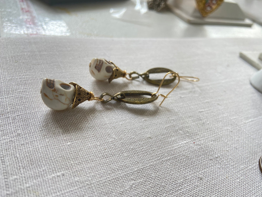 Lenora Dame Shackled Skull Earrings - Halloween Earrings