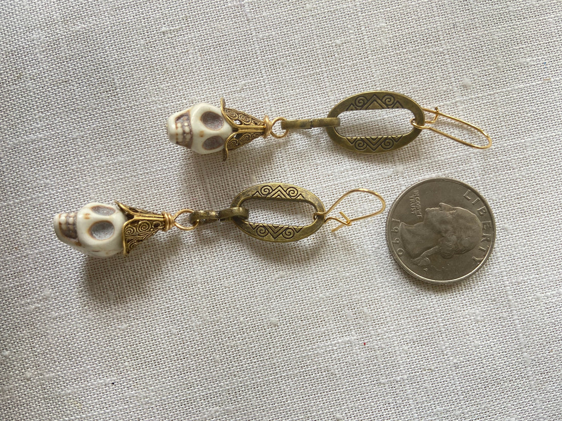 Lenora Dame Shackled Skull Earrings - Halloween Earrings