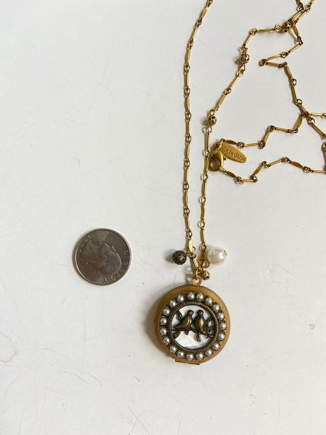 Lenora Dame Bird on A Wire Locket Necklace