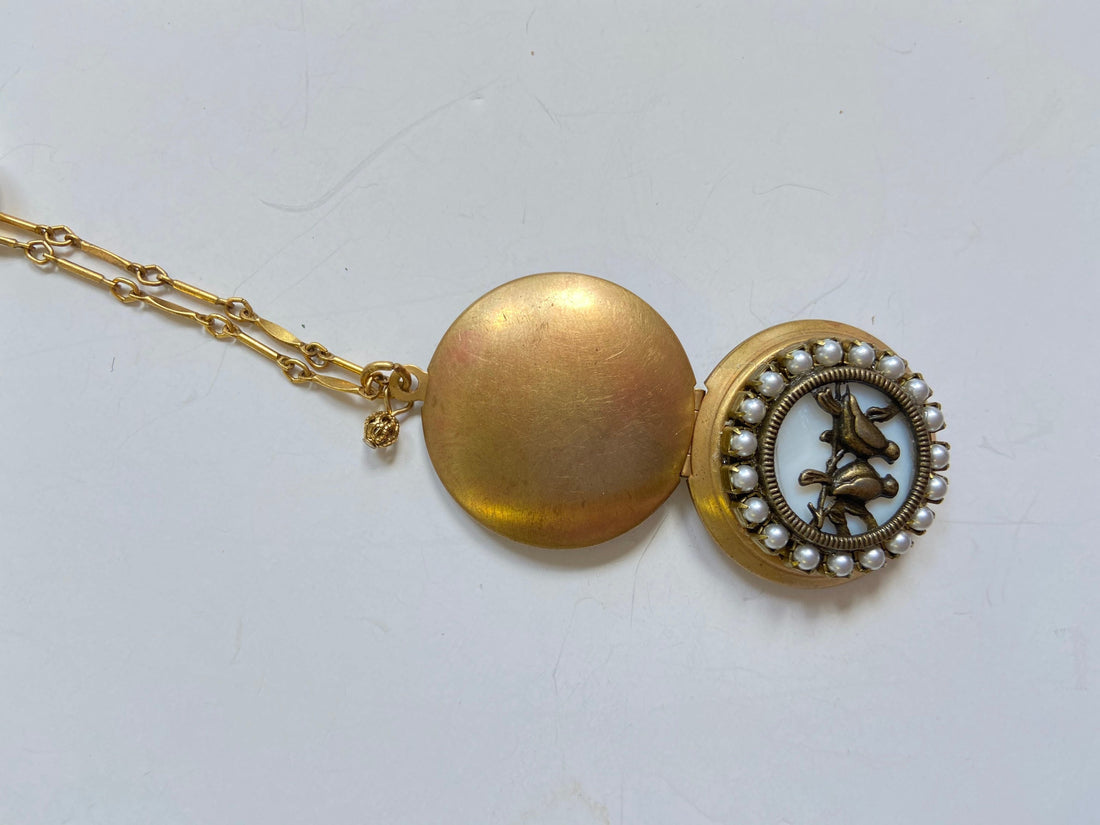 Lenora Dame Bird on A Wire Locket Necklace