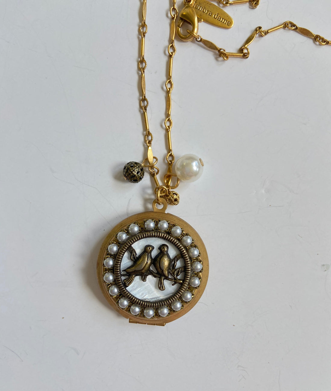 Lenora Dame Bird on A Wire Locket Necklace