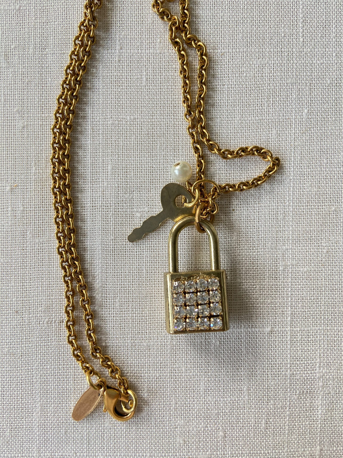 Lenora Dame Bright Gold Lock & Key Necklace