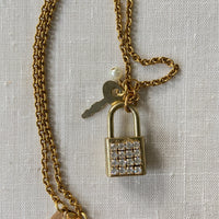 Lenora Dame Bright Gold Lock & Key Necklace