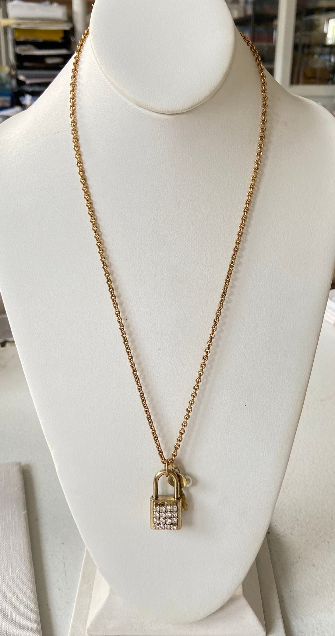 Lenora Dame Bright Gold Lock & Key Necklace