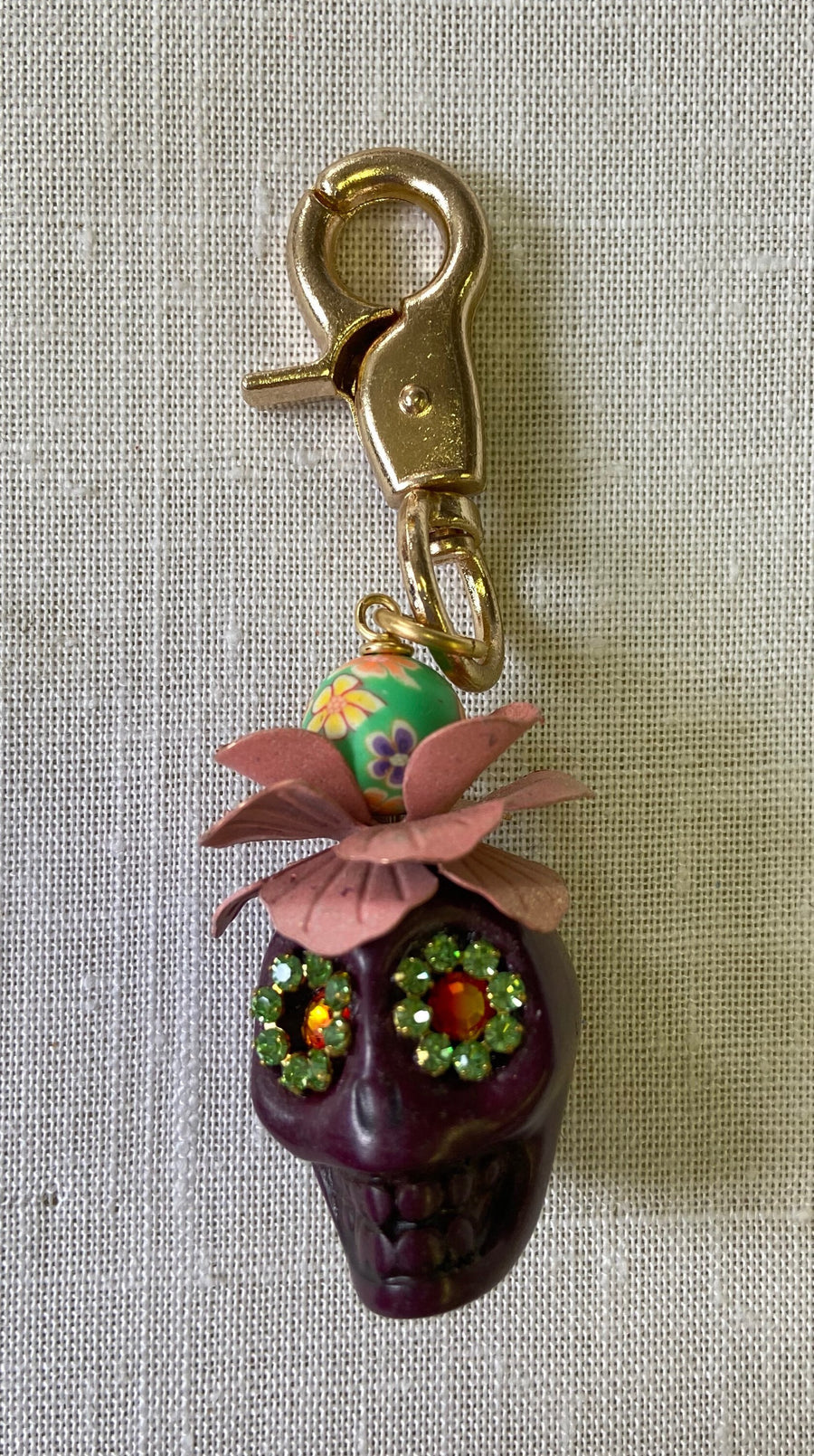 Lenora Dame Sugar Skull Keychain Charm - Purse Charm - Choice of 3 Colors