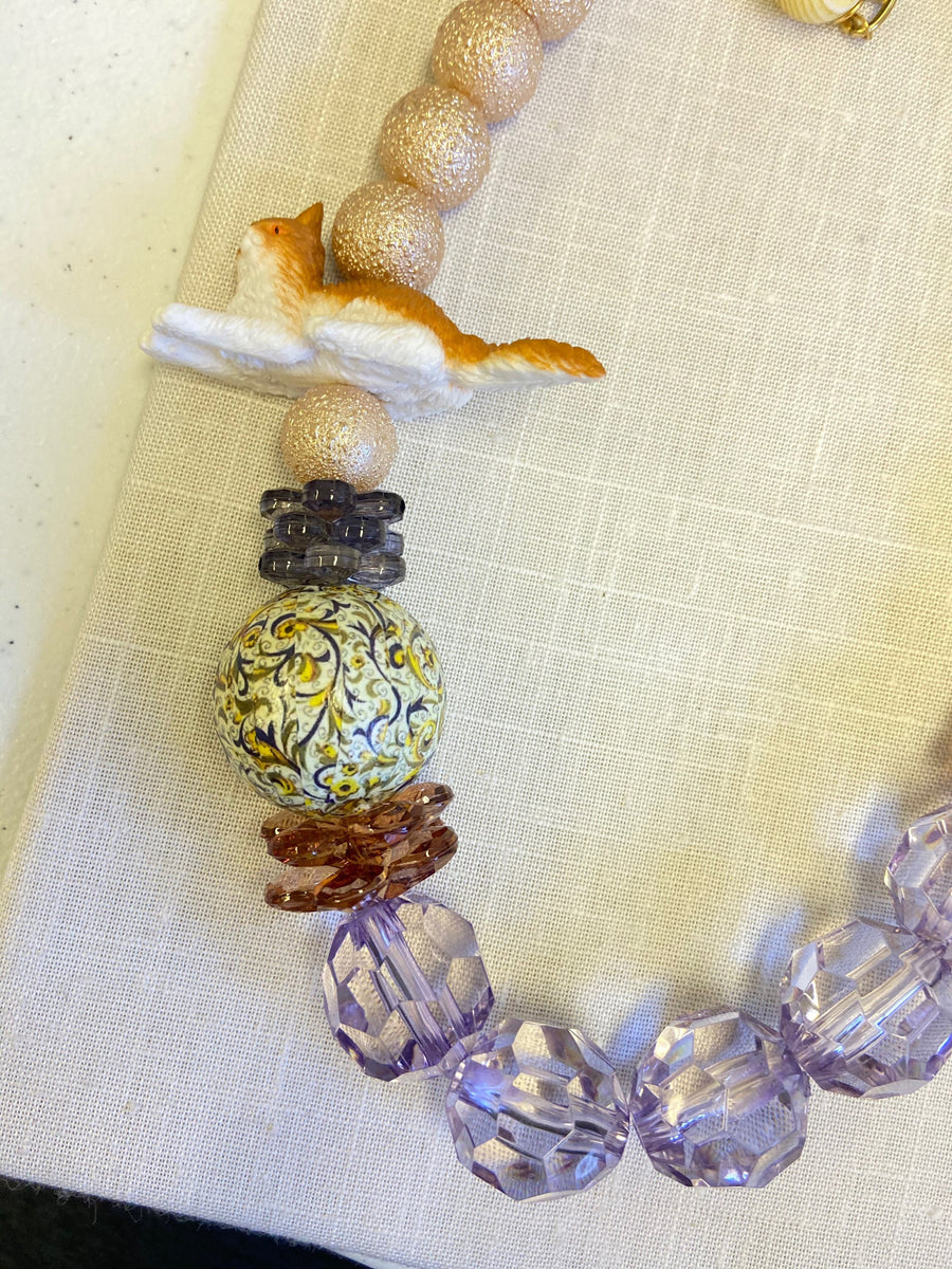 Lenora Dame Queen Mum Percy The Cat Beaded Necklace