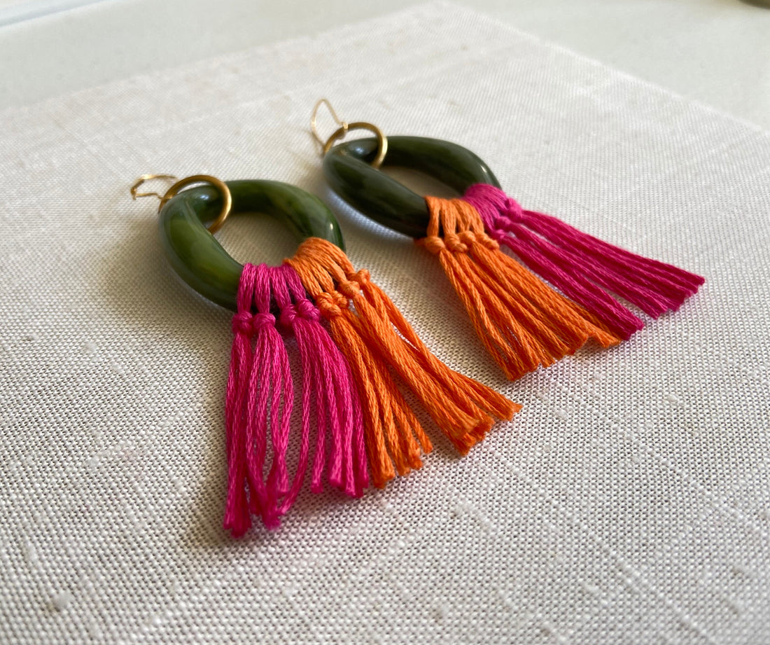 Lenora Dame Jade Acrylic Hoop Earrings
