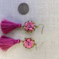 Lenora Dame Pink Rose Tassel Earrings