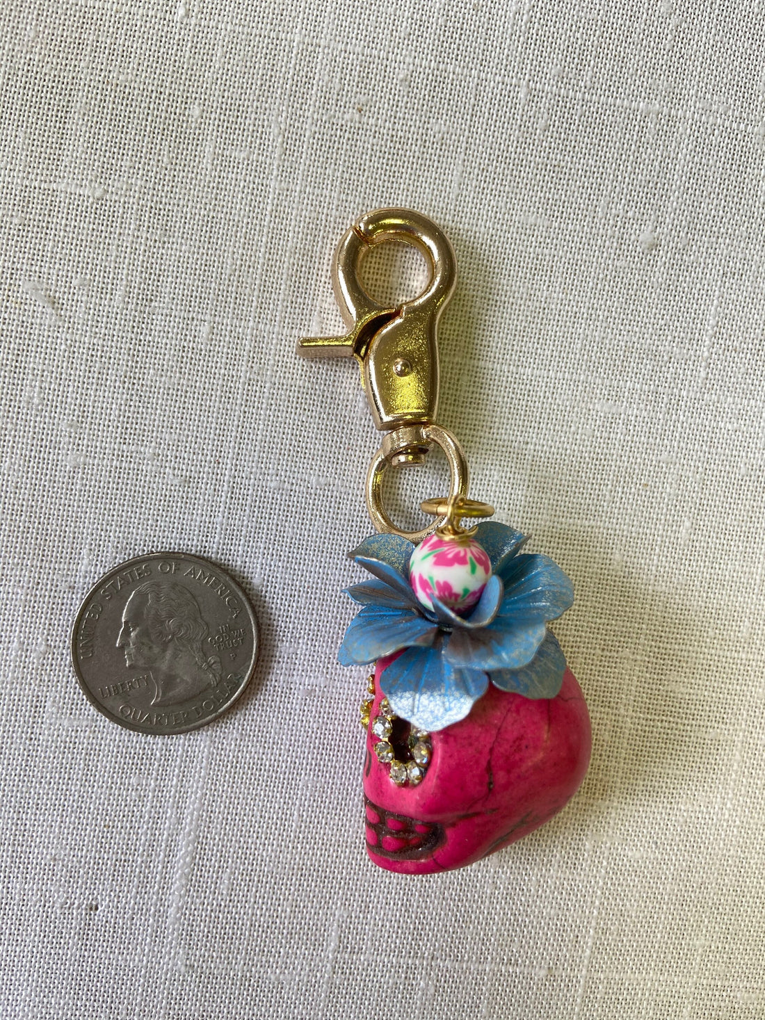 Lenora Dame Sugar Skull Keychain Charm - Purse Charm - Choice of 3 Colors