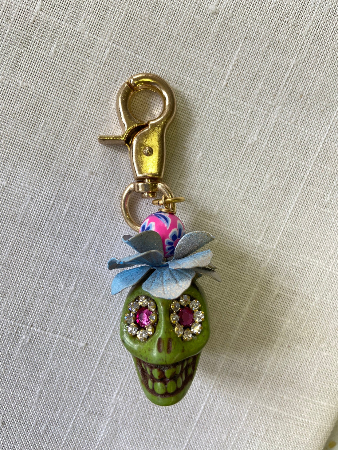 Lenora Dame Sugar Skull Keychain Charm - Purse Charm - Choice of 3 Colors
