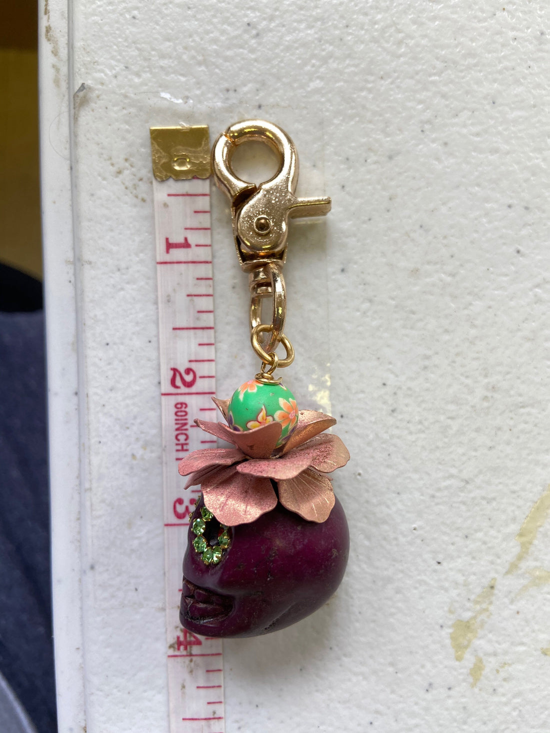 Lenora Dame Sugar Skull Keychain Charm - Purse Charm - Choice of 3 Colors