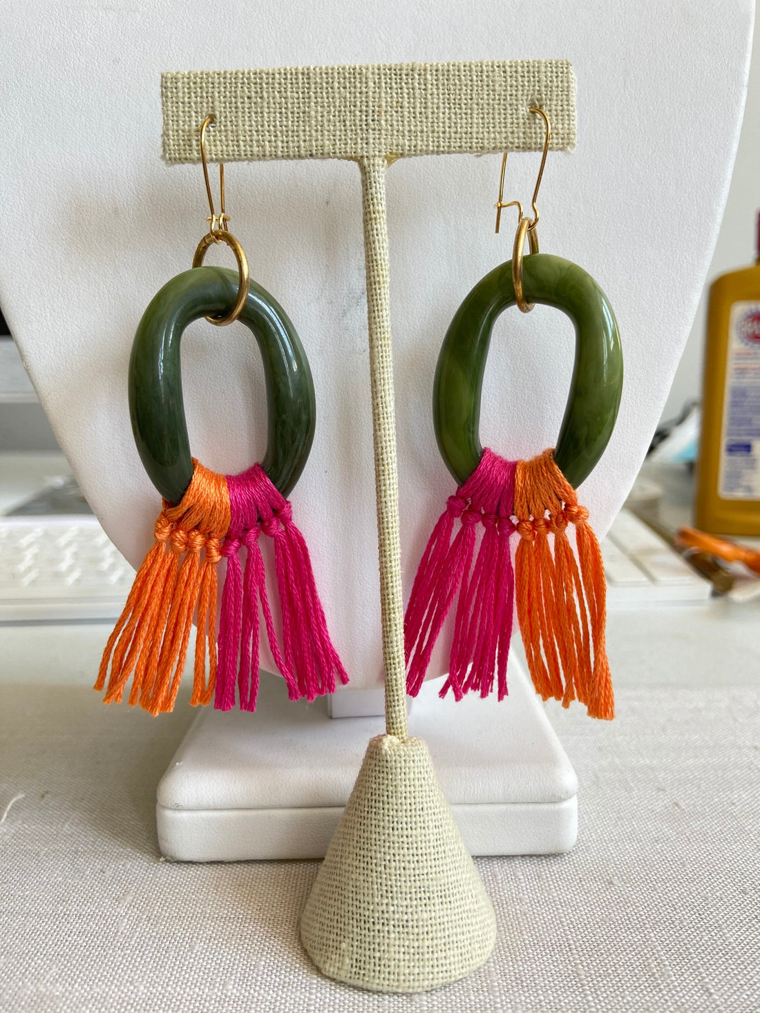 Lenora Dame Jade Acrylic Hoop Earrings