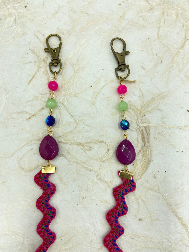 Lenora Dame Magenta Ric Rac Ribbon Mask Chain