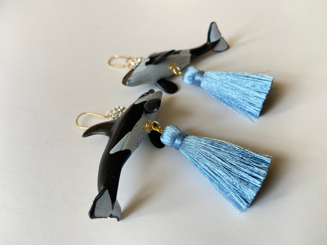 Lenora Dame Orca Whale Tassel Earrings