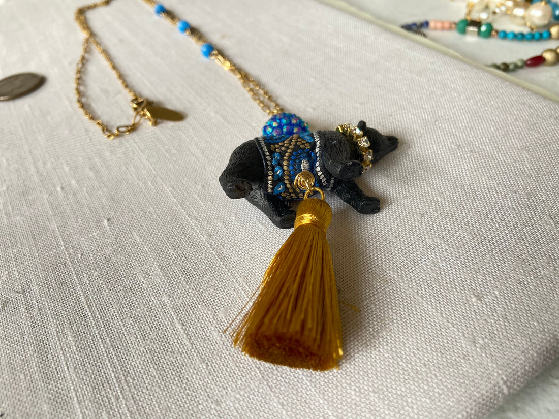 Lenora Dame Winter Circus Bear Pendant