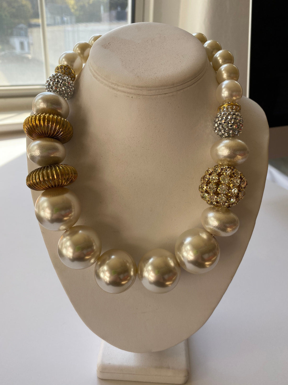 Lenora Dame Pearl + Rhinestone Queen Mum Choker Necklace