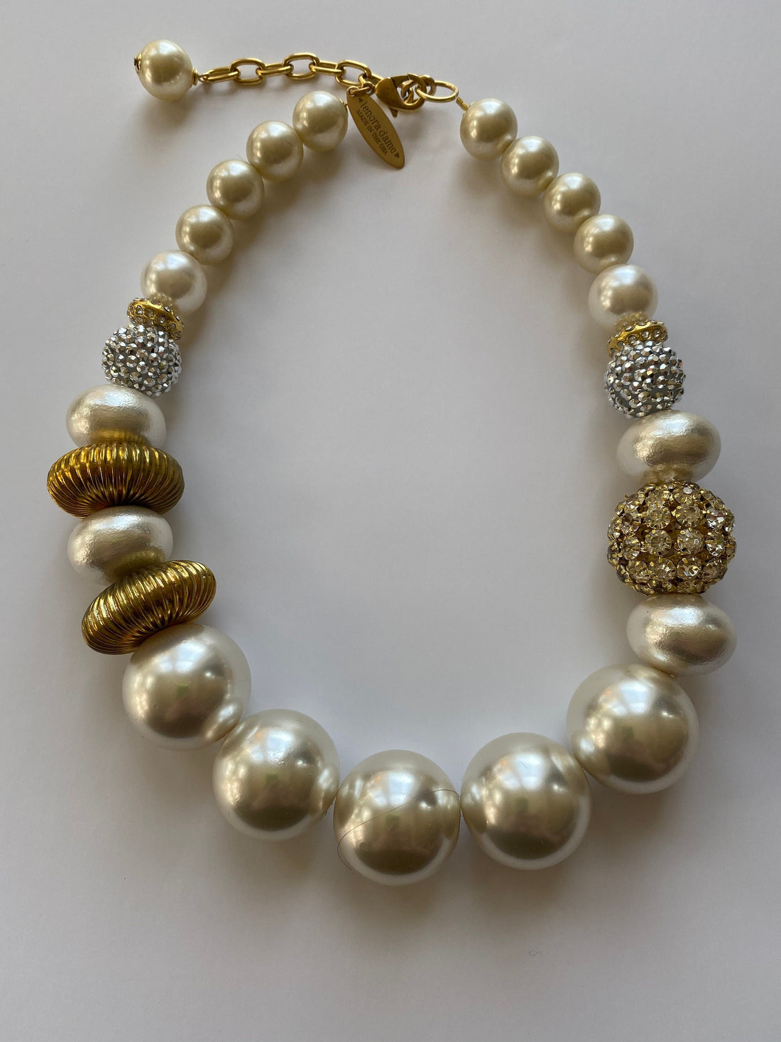 Lenora Dame Pearl + Rhinestone Queen Mum Choker Necklace