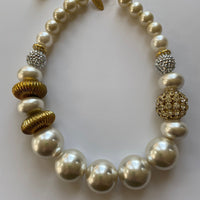Lenora Dame Pearl + Rhinestone Queen Mum Choker Necklace