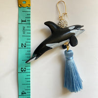 Lenora Dame Orca Whale Tassel Earrings