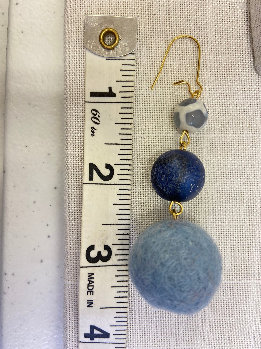 Lenora Dame Tibetan Agate, & Felt Earrings
